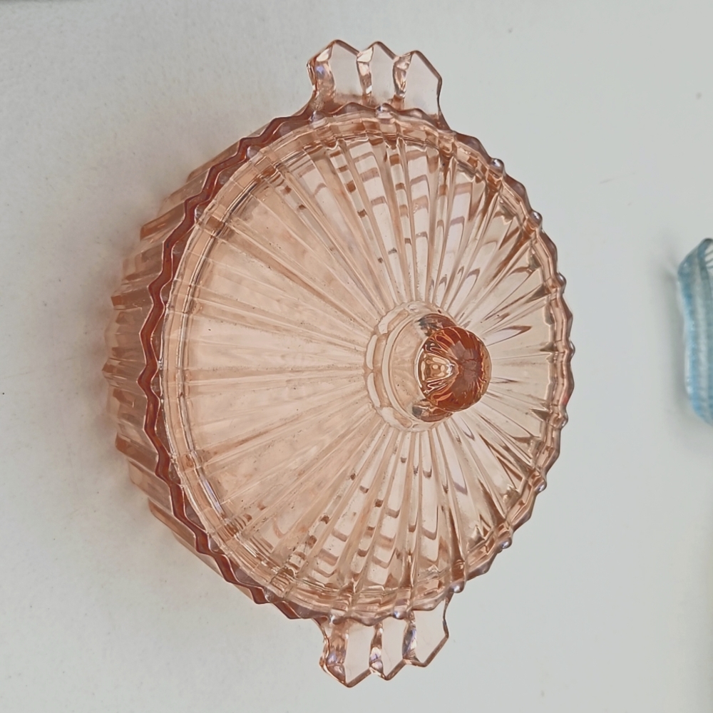 Vintage Soft Pink Depression Glass Candy Dish